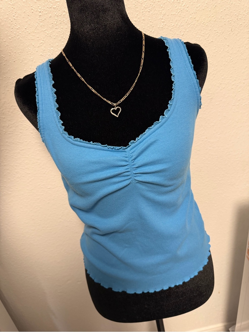 Old Navy Sky Blue Ribbed Tank with Lettuce Trim